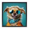 Stupell Industries Hipster Dog Portrait Framed Floater Canvas Wall Art